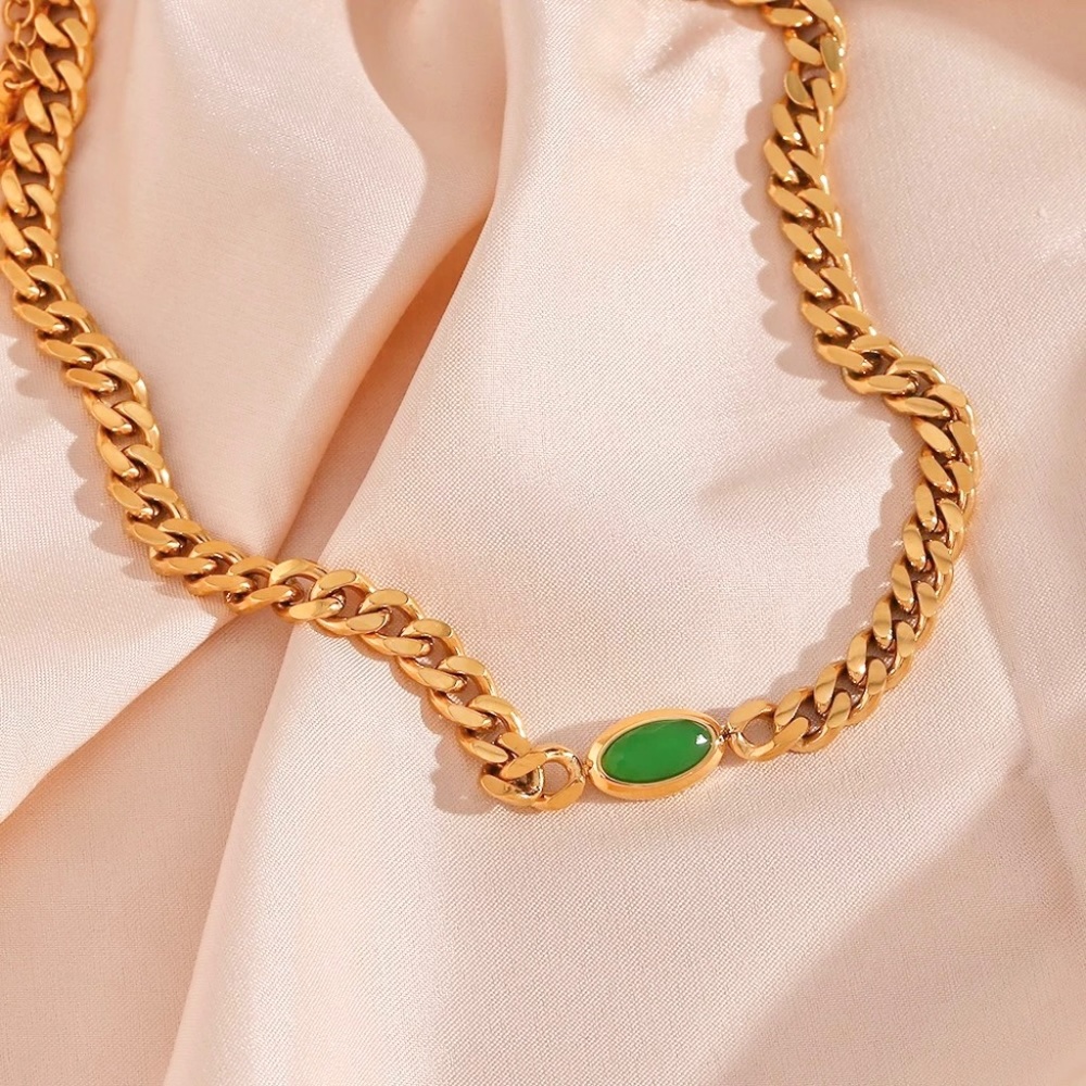 Gem stone choker - 18k gold plated